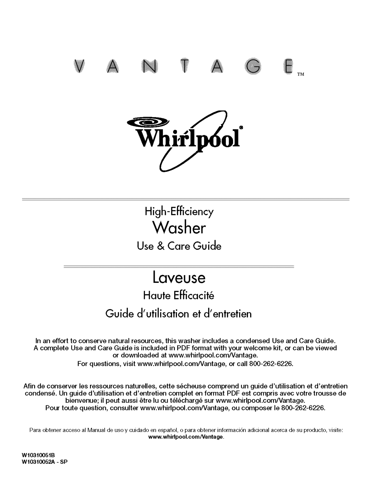 Whirlpool WTW7990XG0 Owner’s Manual