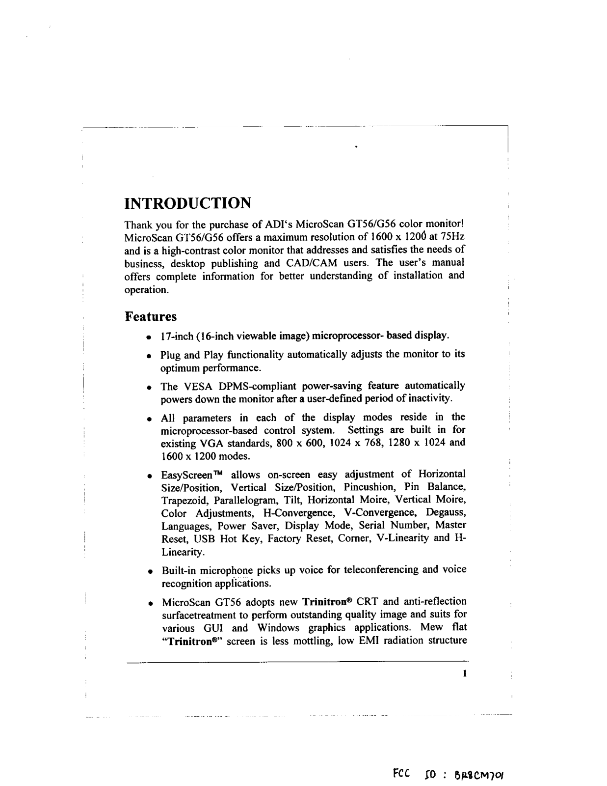 ADI CM701 Users Manual