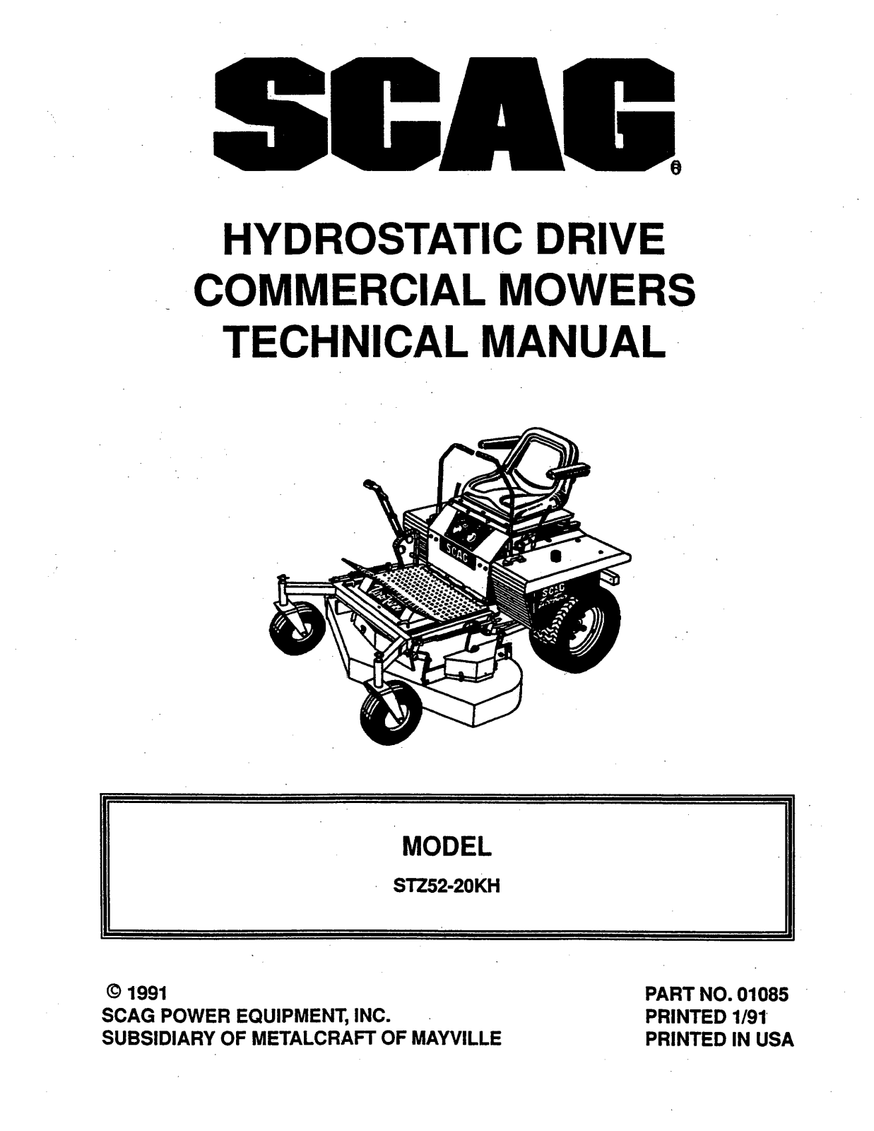 Scag STZ52-20KH User Manual