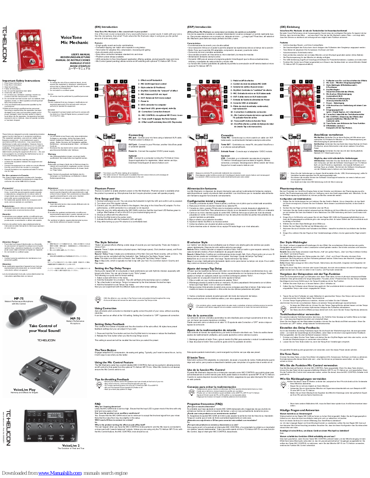 TC-Helicon VoiceTone Mic Mechanic User Manual