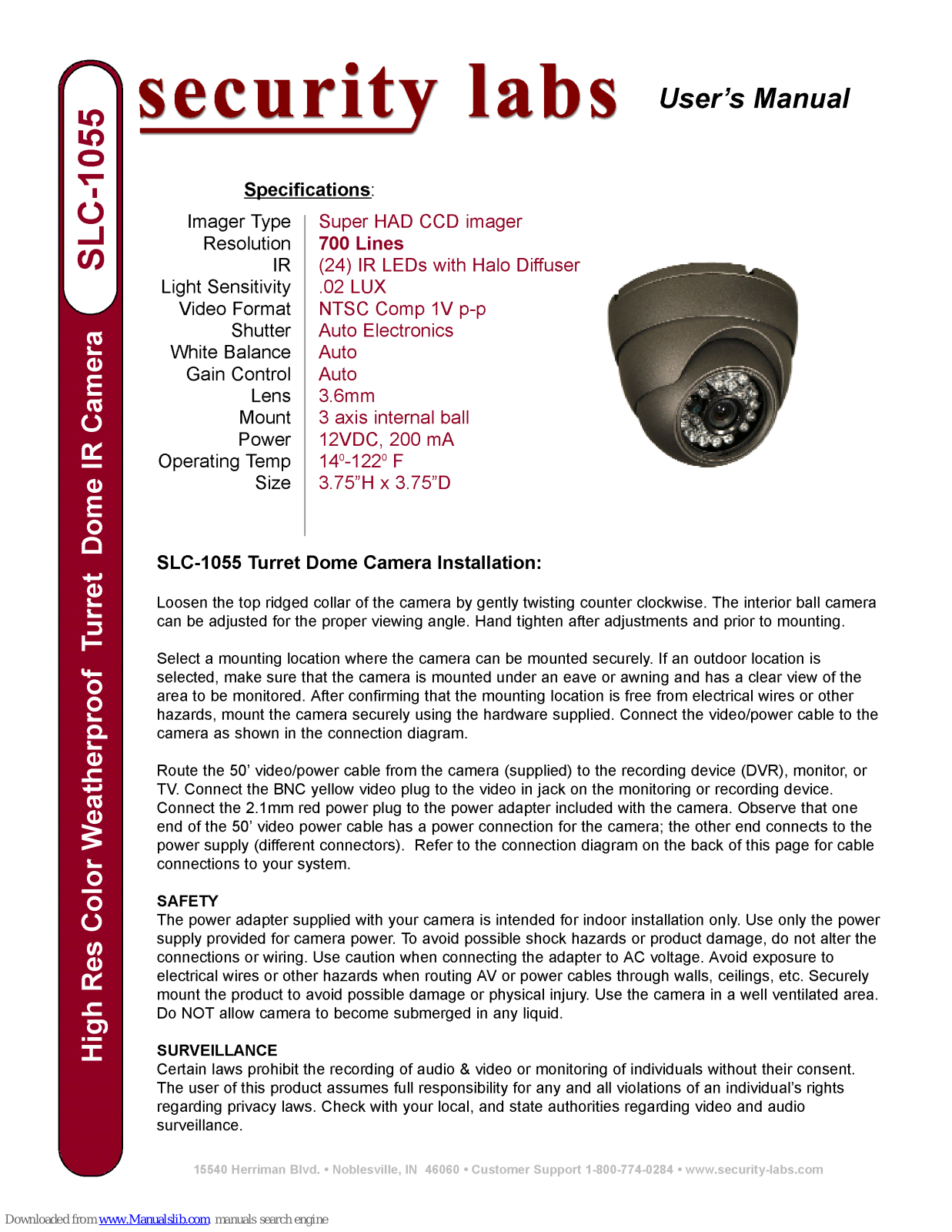 Security Labs SLC-1055 User Manual