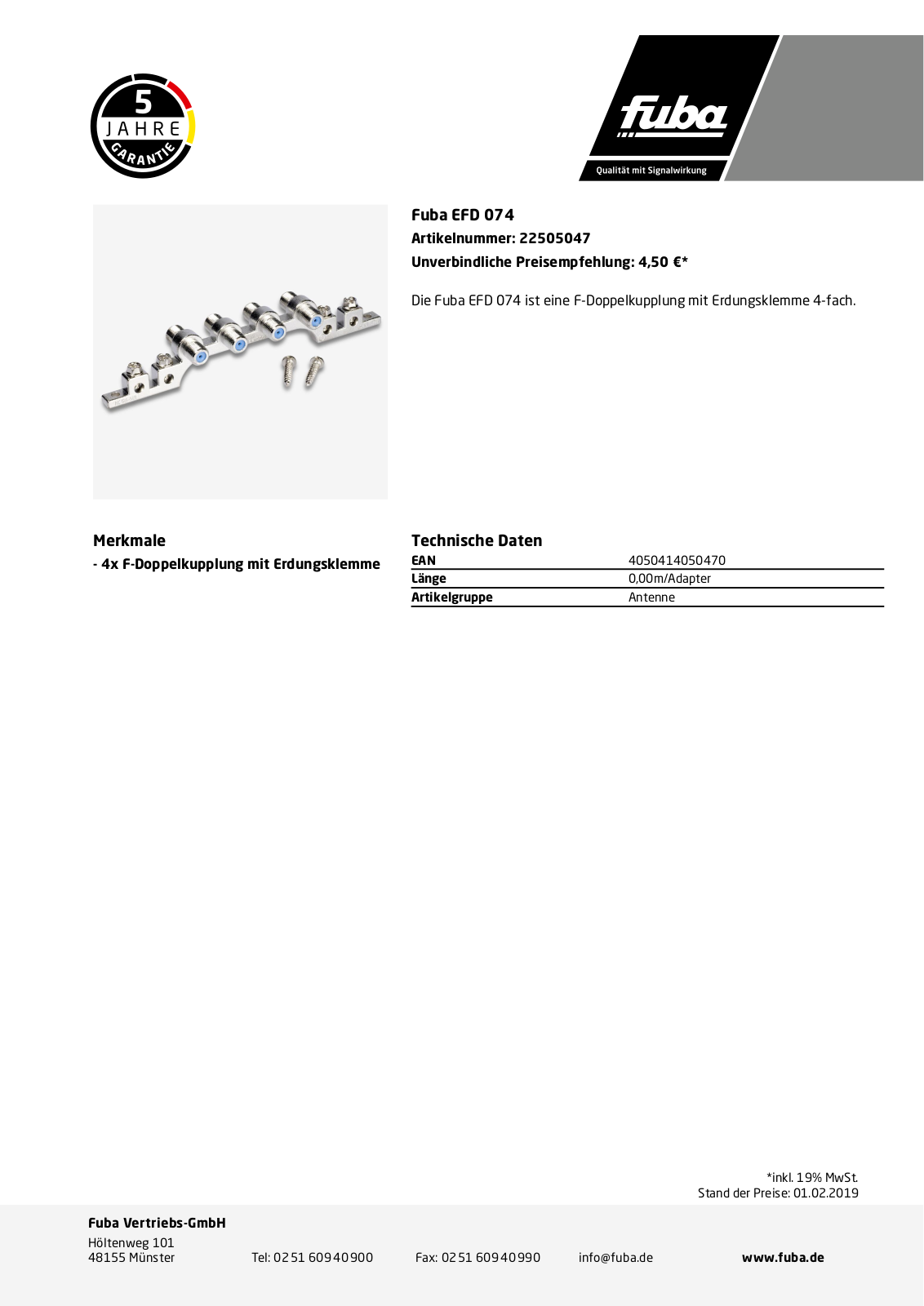 Fuba EFD 074 Technische Daten