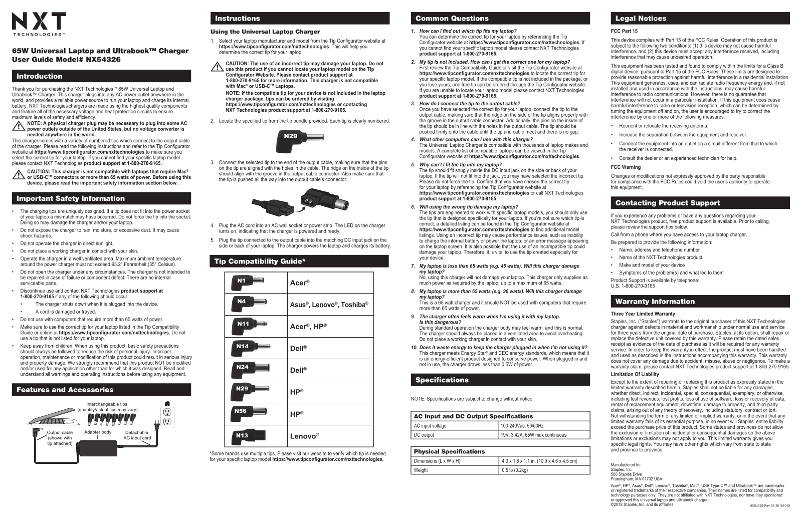 NXT NX54326 User guide