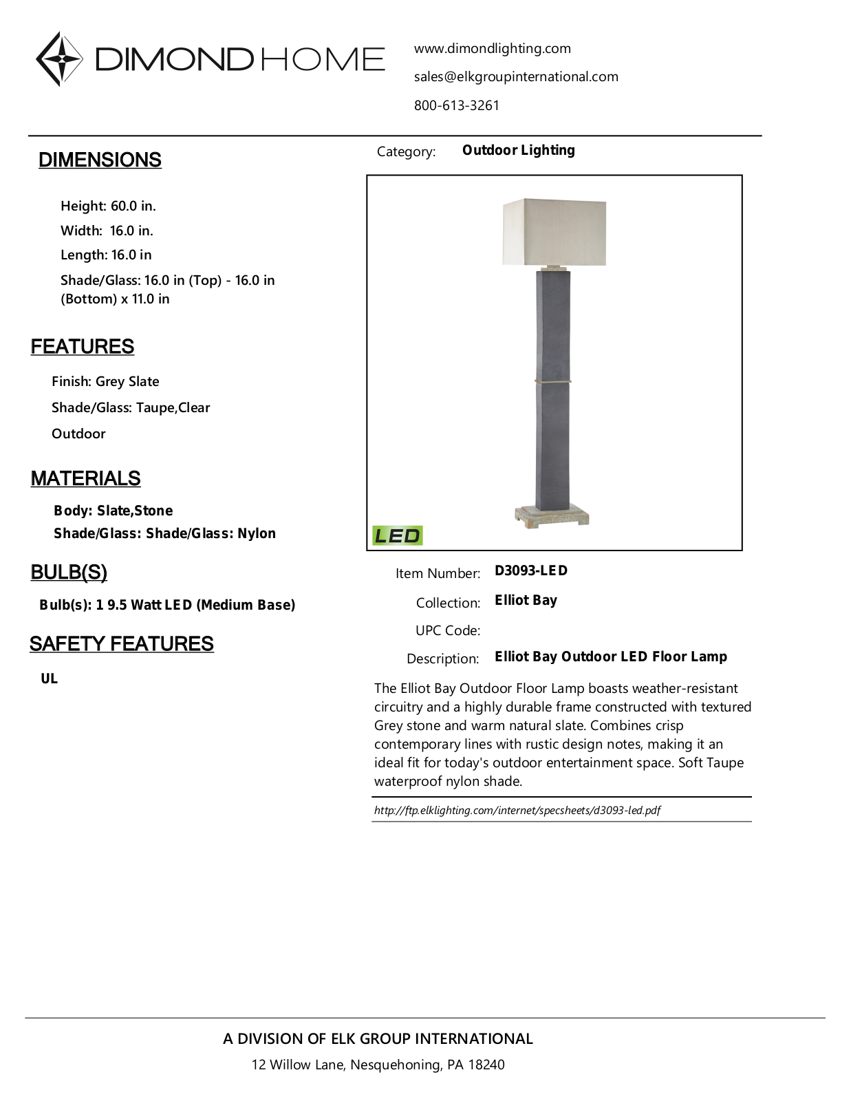 ELK Home D3093LED User Manual