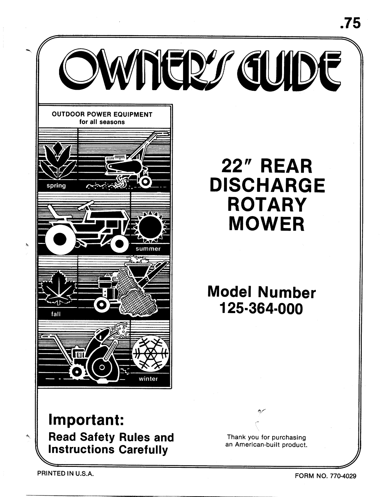 MTD 125-364-000 User Manual