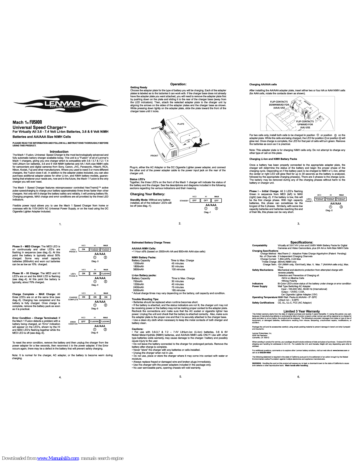 Lenmar MSC1U, Mach 1 FUSION Owner's Manual