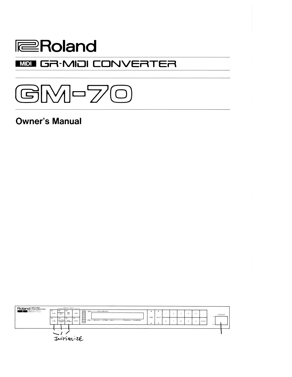 Roland Corporation GM-70 Owner's Manual