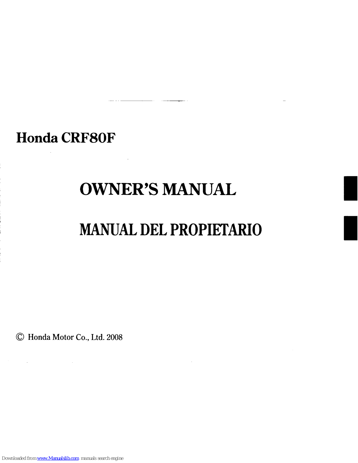 Honda CRF80F (2008) Owner's Manual