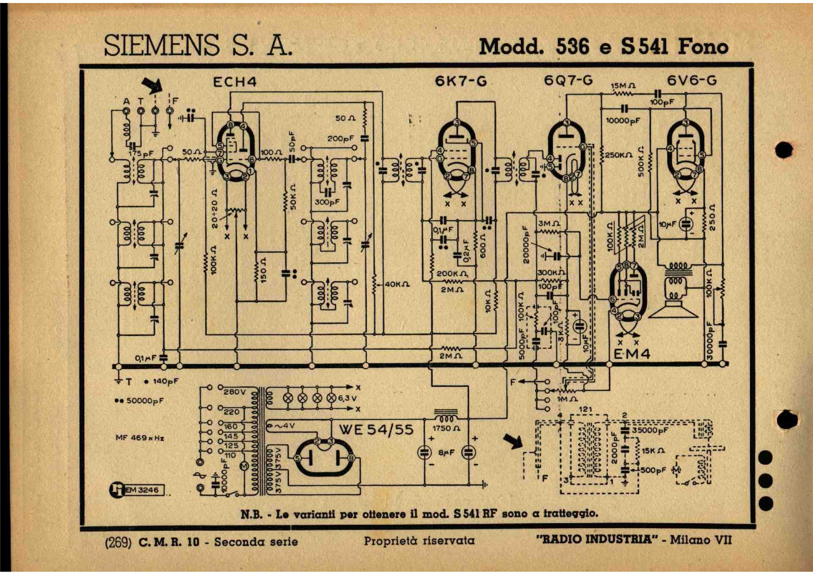 Siemens s 536, s 541 schematic