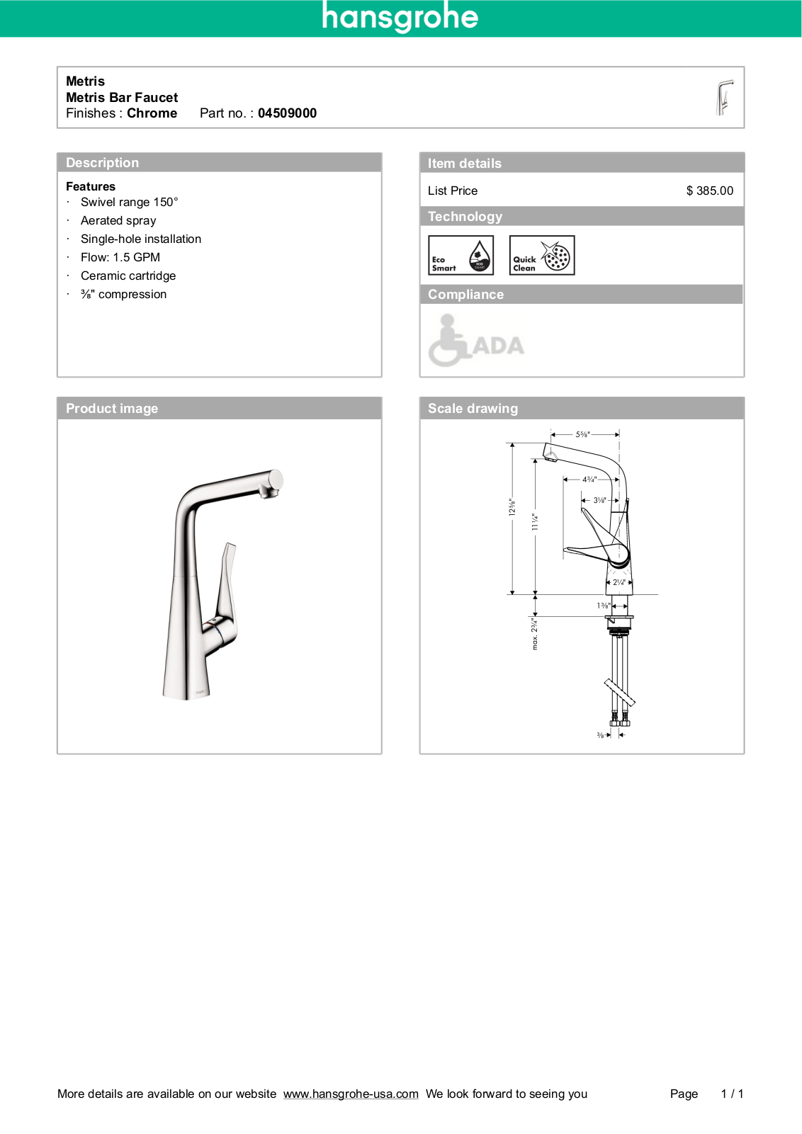 Hansgrohe HAN3633 Specifications - ManualMachine.com