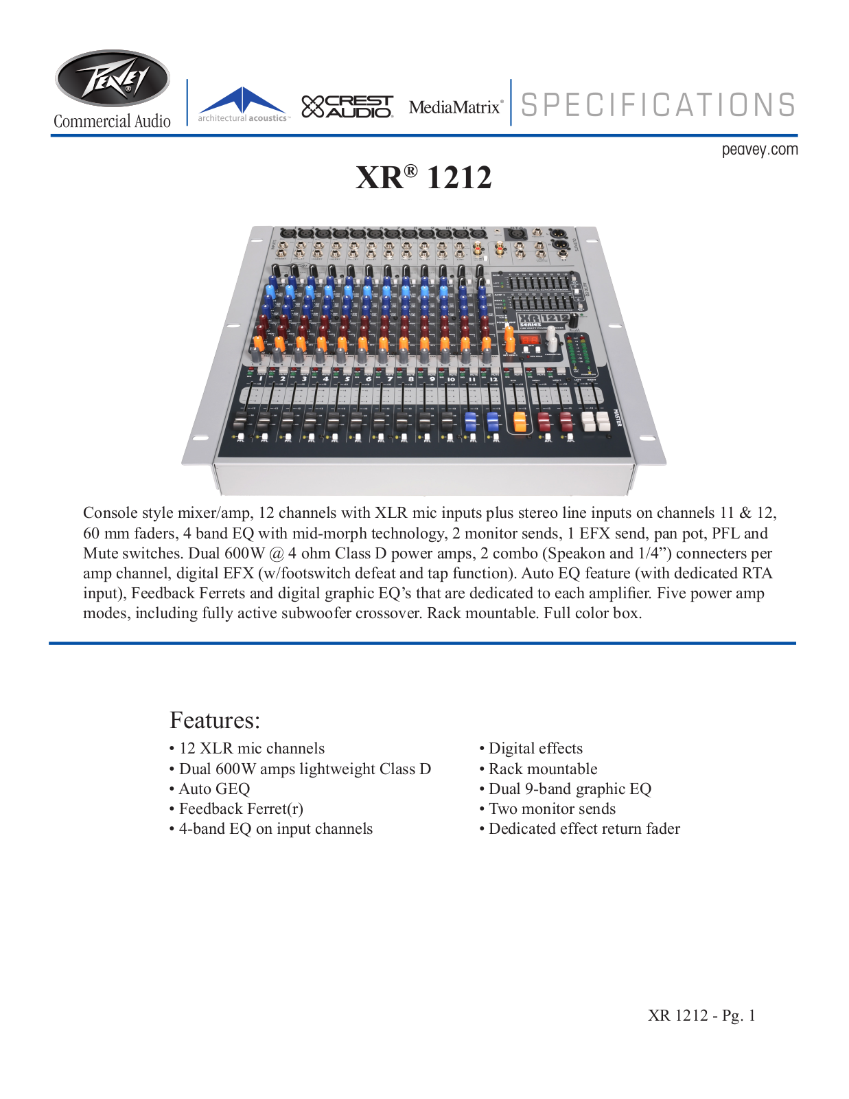 Peavey XR 1212 User Manual