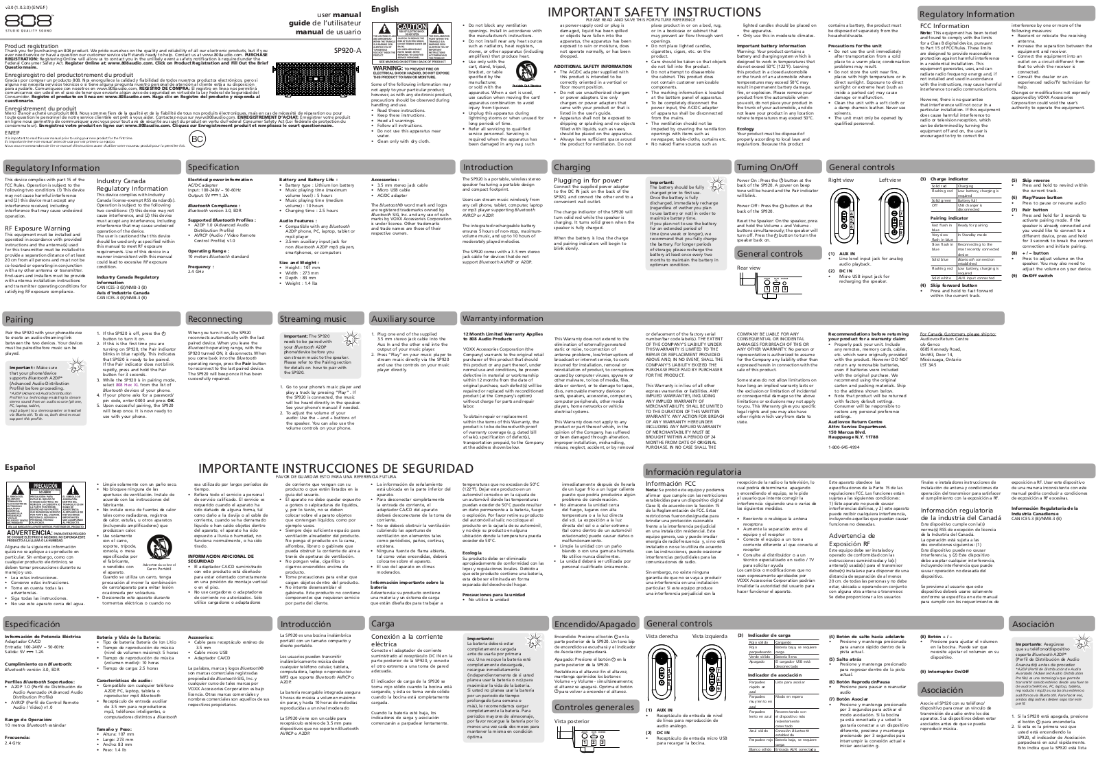 Voxx Accessories SP920A User Manual