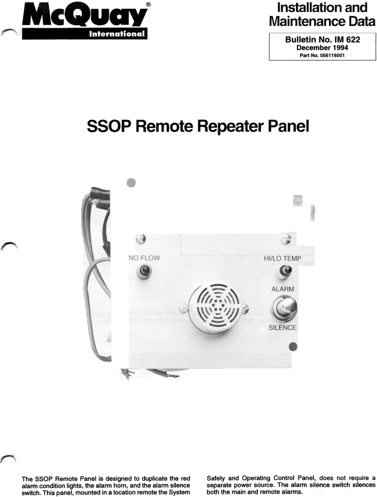 McQuay SSOP Installation  Manual