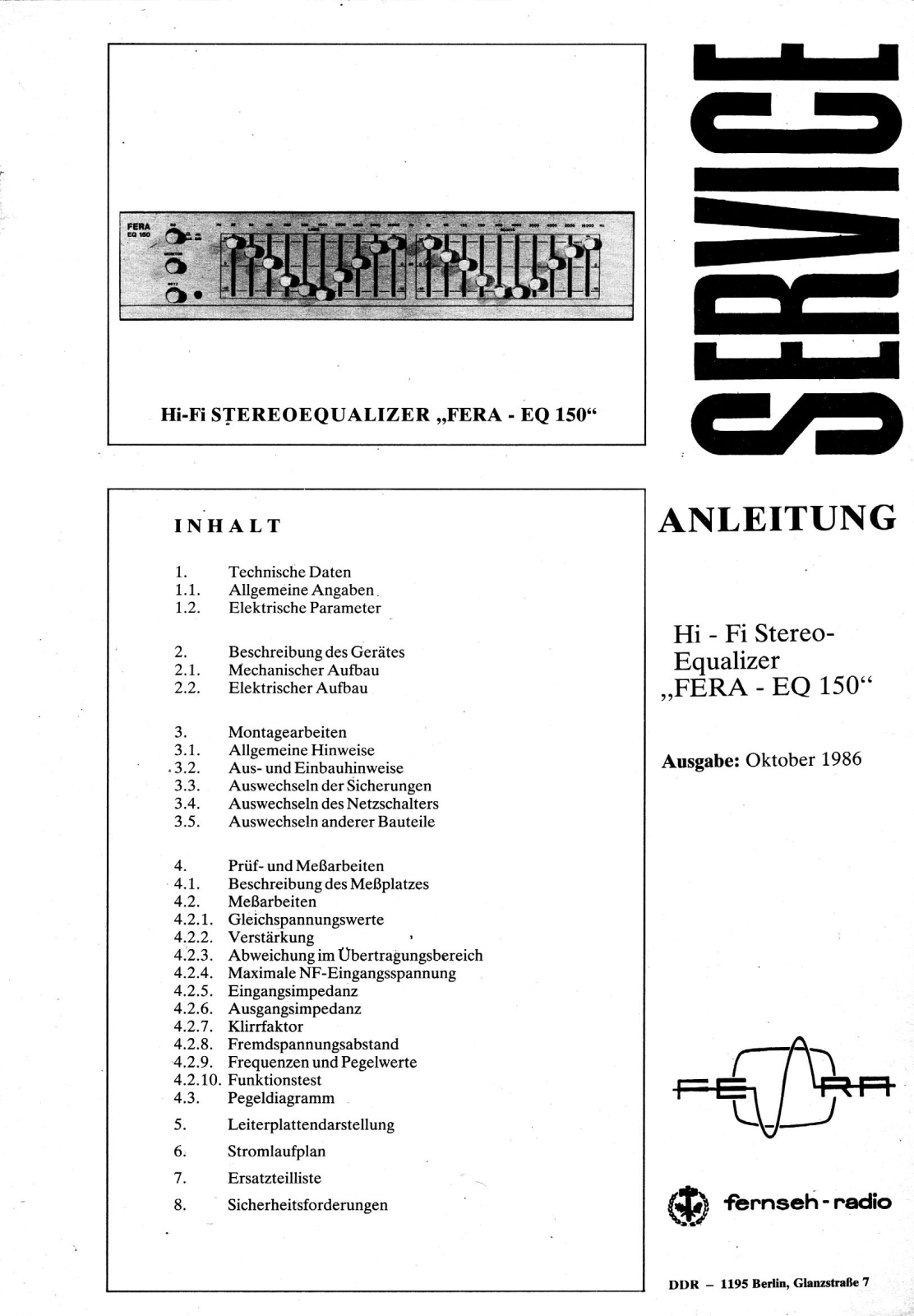 Telefunken Fera EQ-150 Service manual