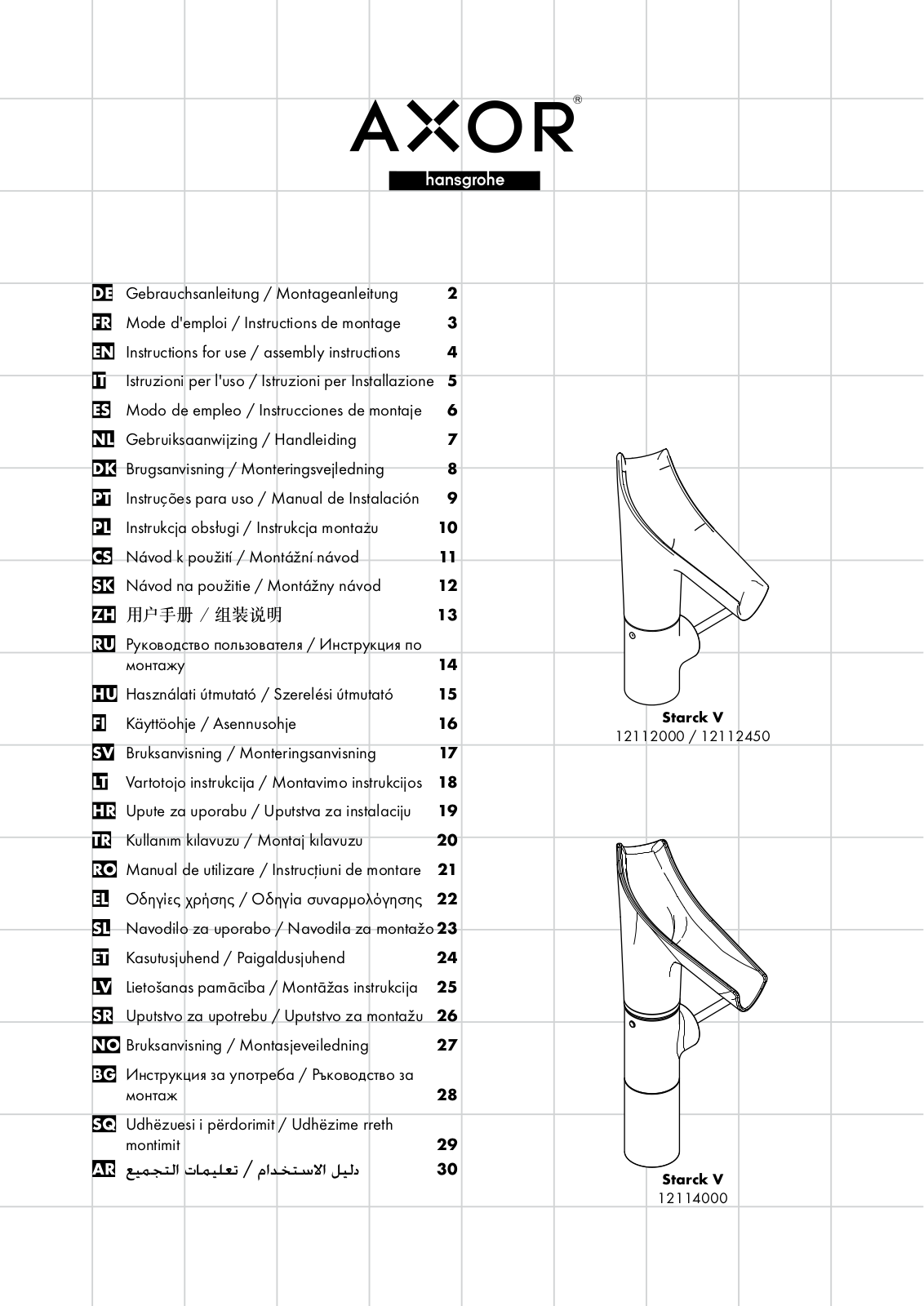 Hansgrohe 12112000, 12112450 Instructions For Use/assembly Instructions