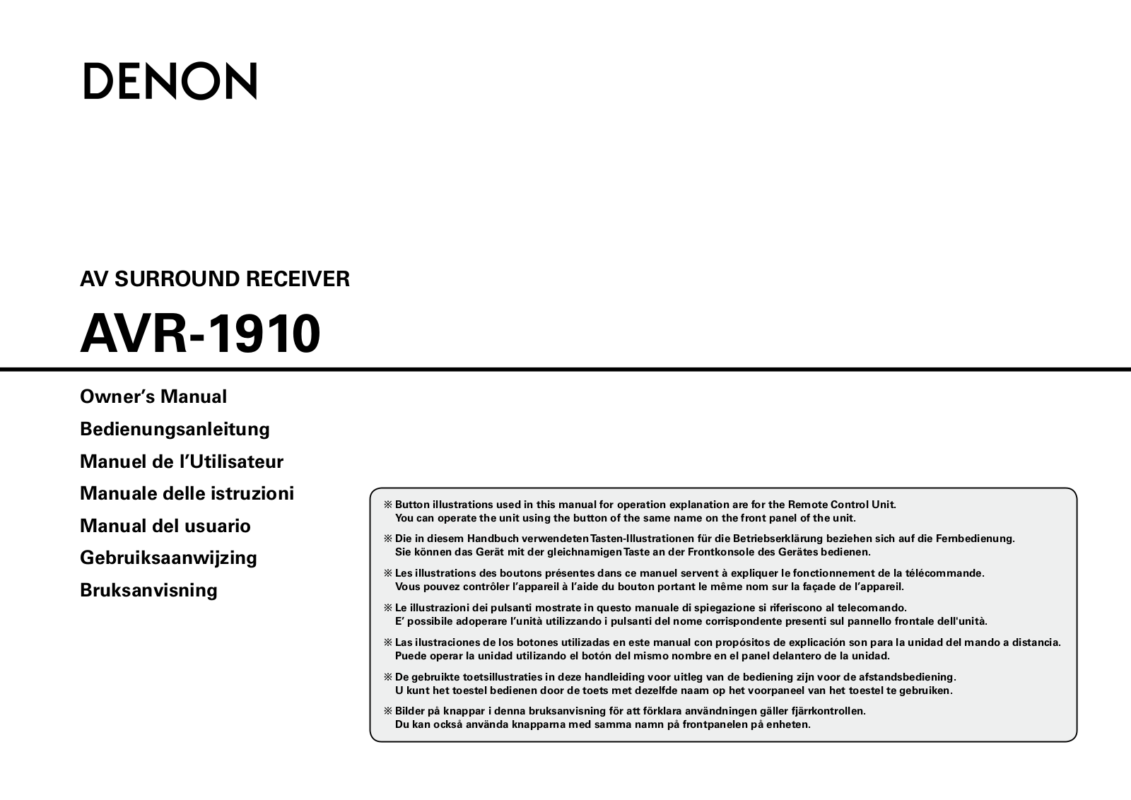 Denon AVR-1910E2 User Manual