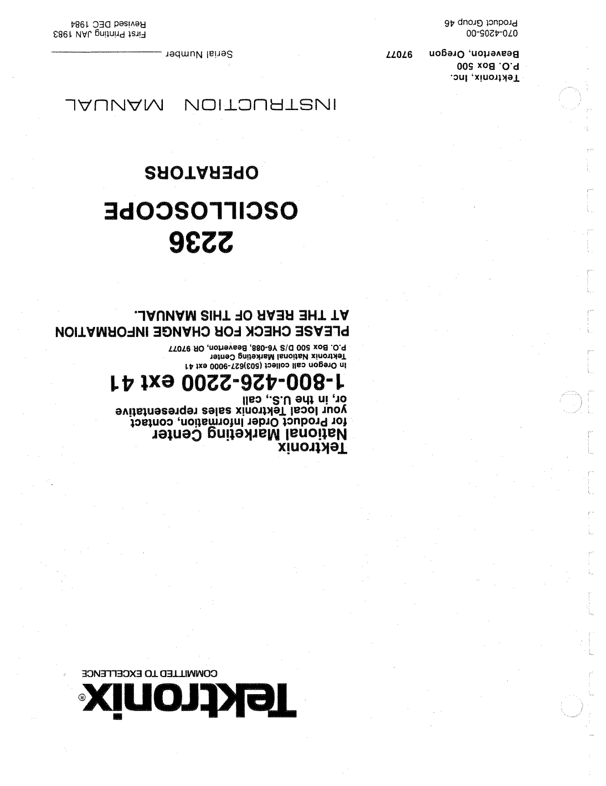 Tektronix 2236 User Manual