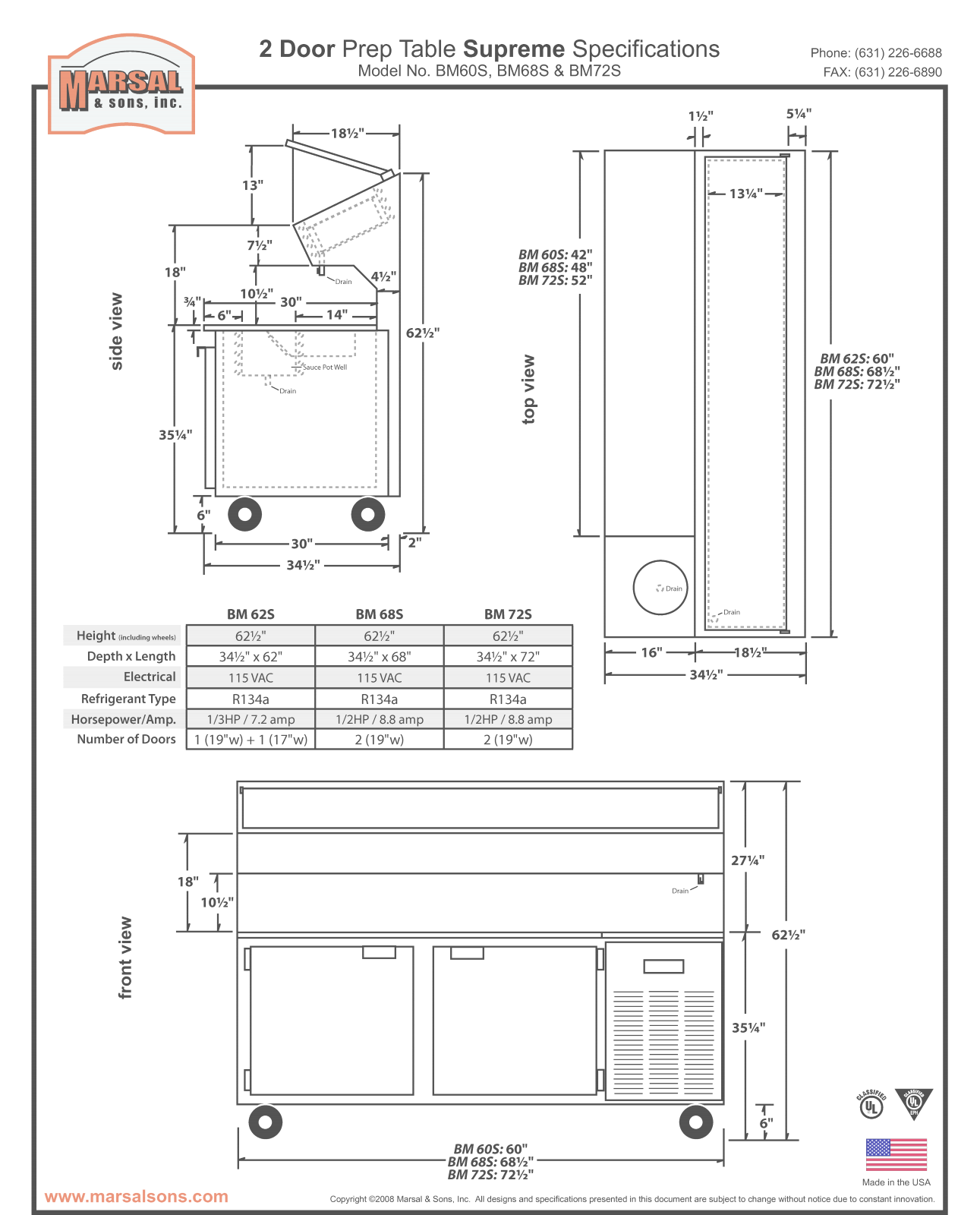 Marsal & Sons BM60S User Manual