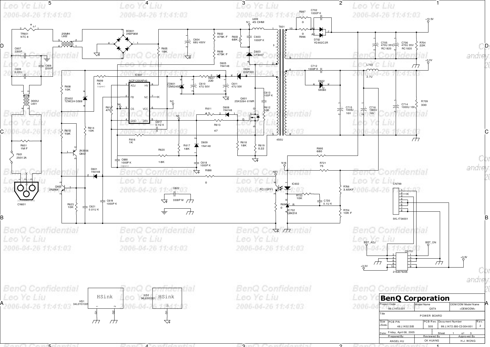 BenQ TFT  FP5 Diagram