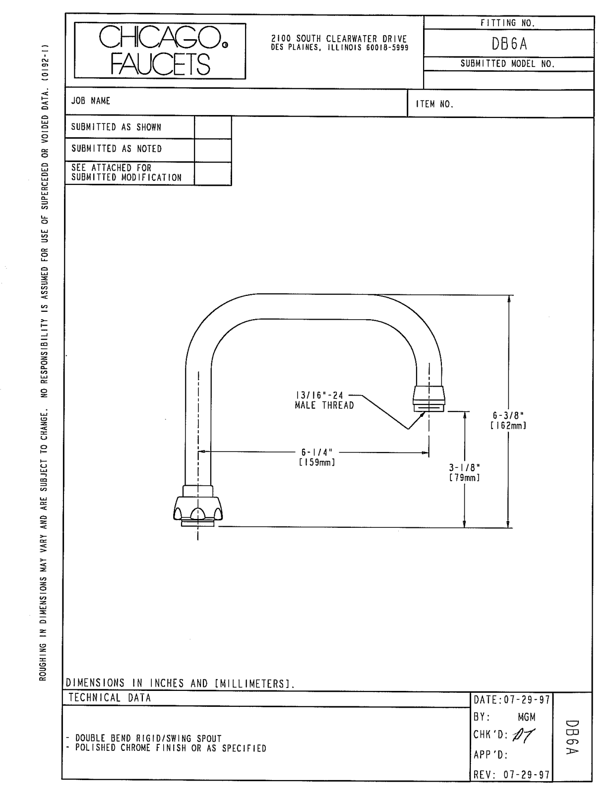 Chicago Faucet DB6AJKCP User Manual