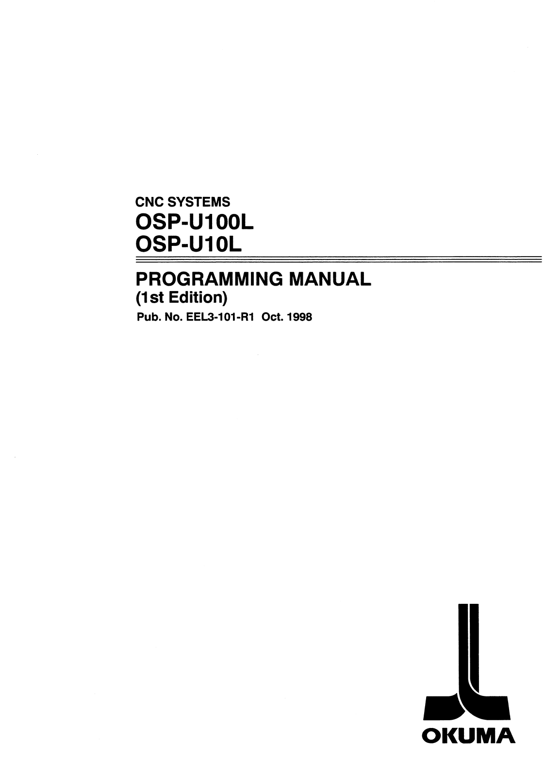 okuma OSP-U100L, OSP-U10L Programming Manual