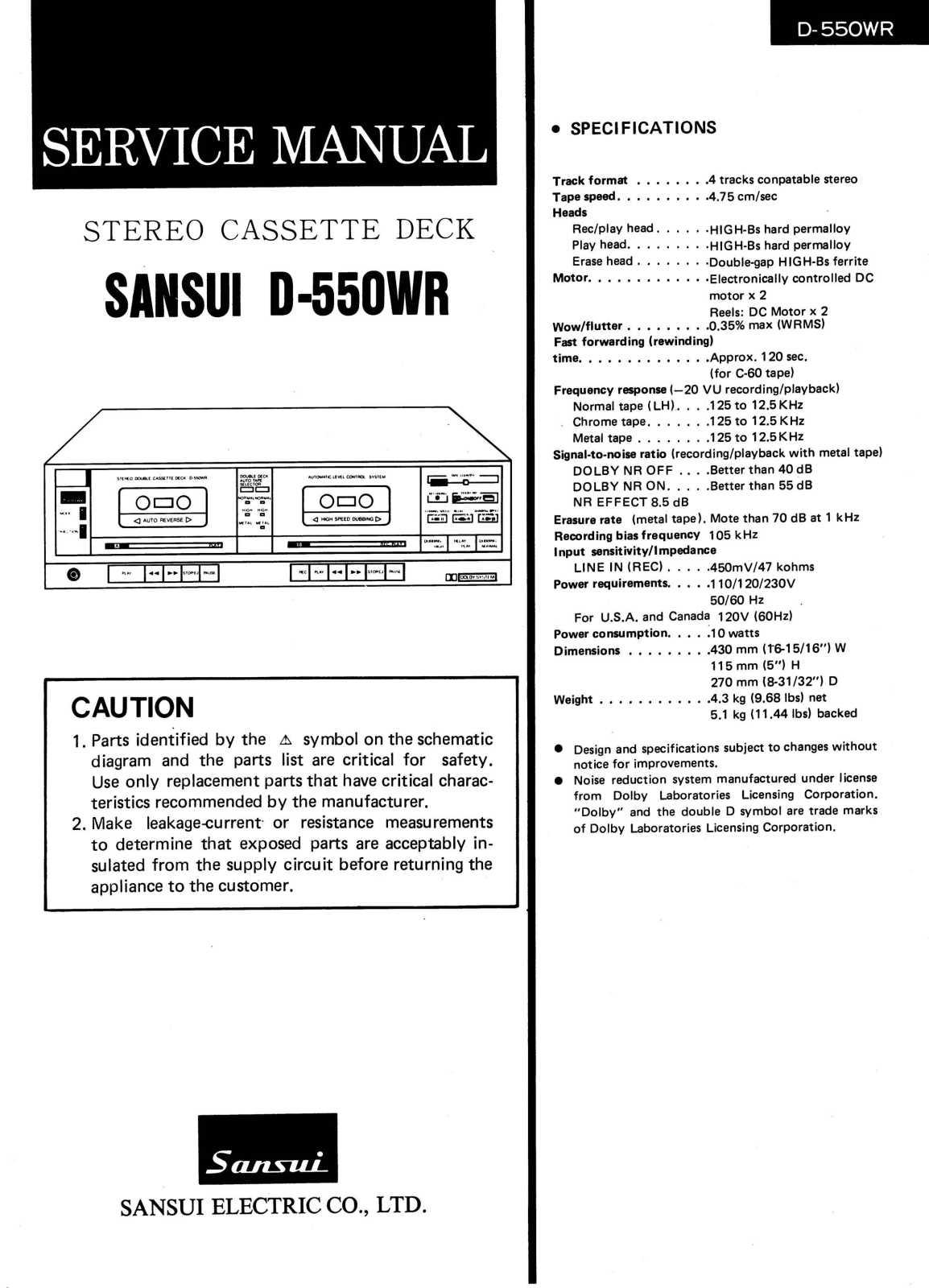 Sansui D-550-WR Service Manual