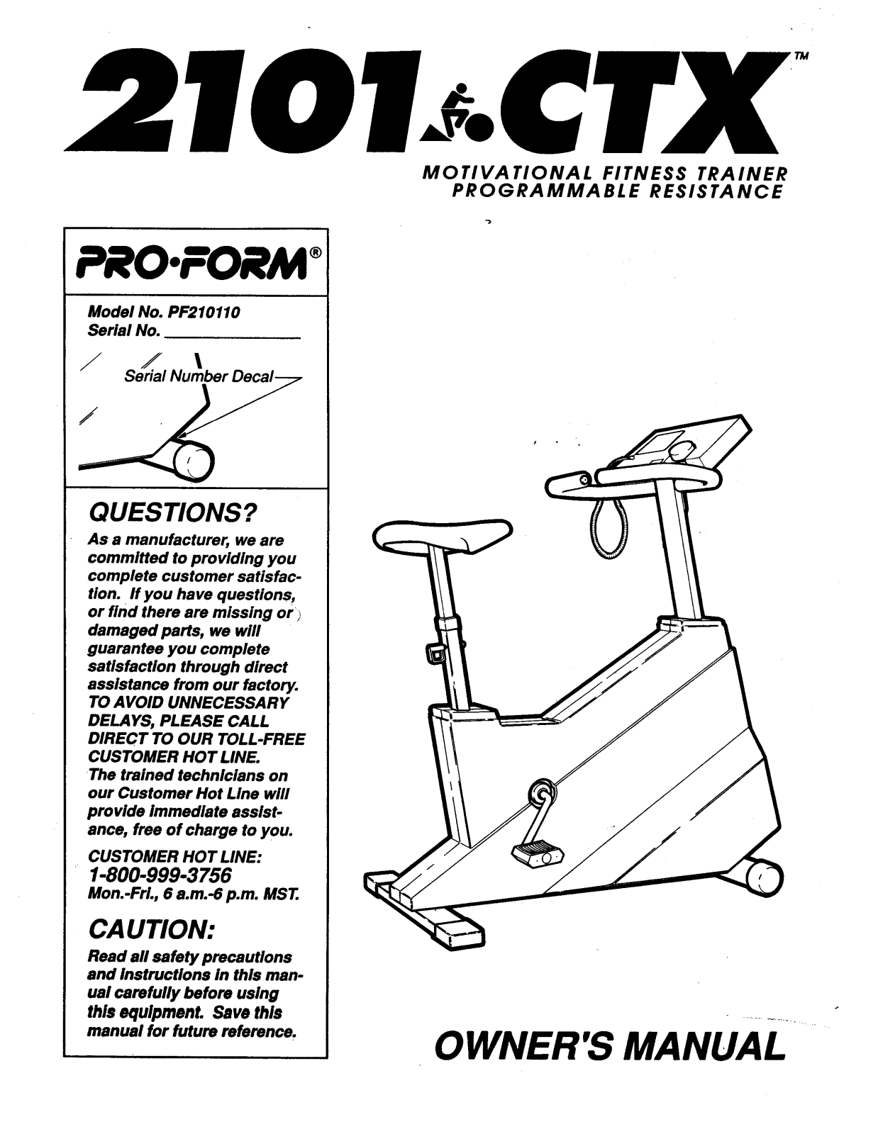 ProForm PF210110 User Manual