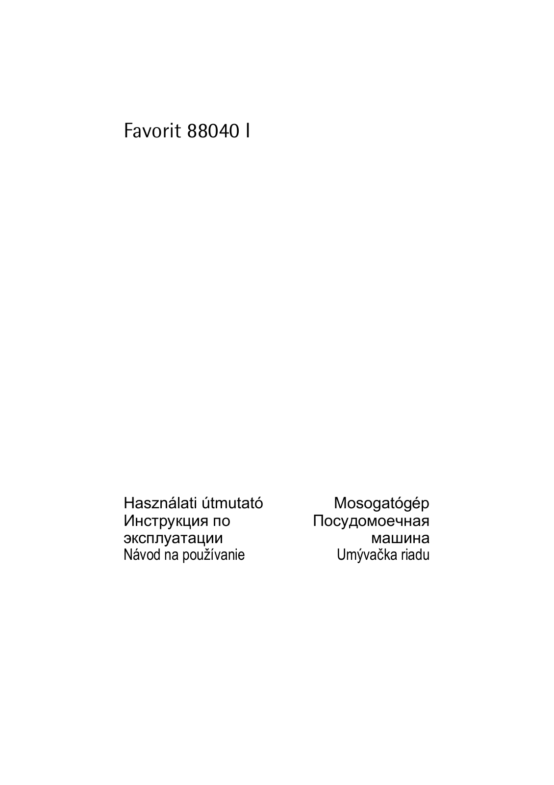 AEG FAVORIT 88040 I User manual