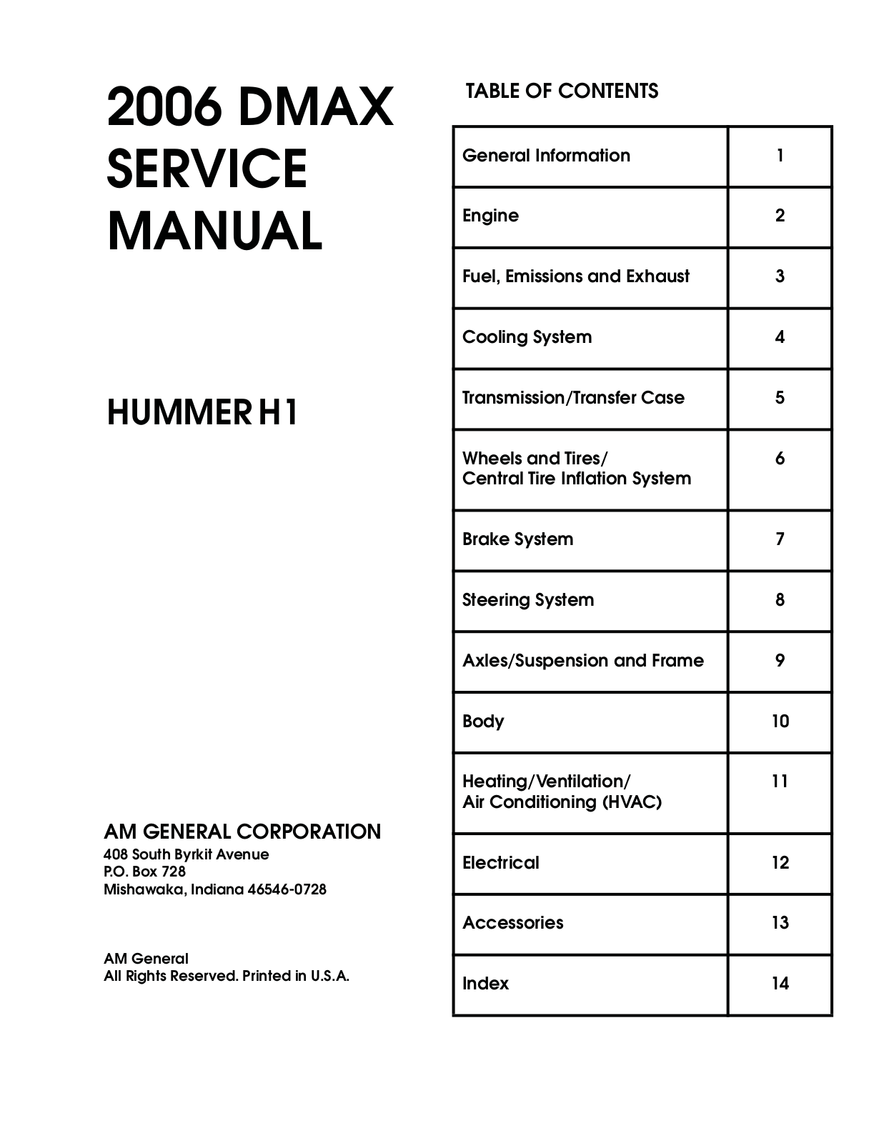 Hummer H1 2006 User Manual