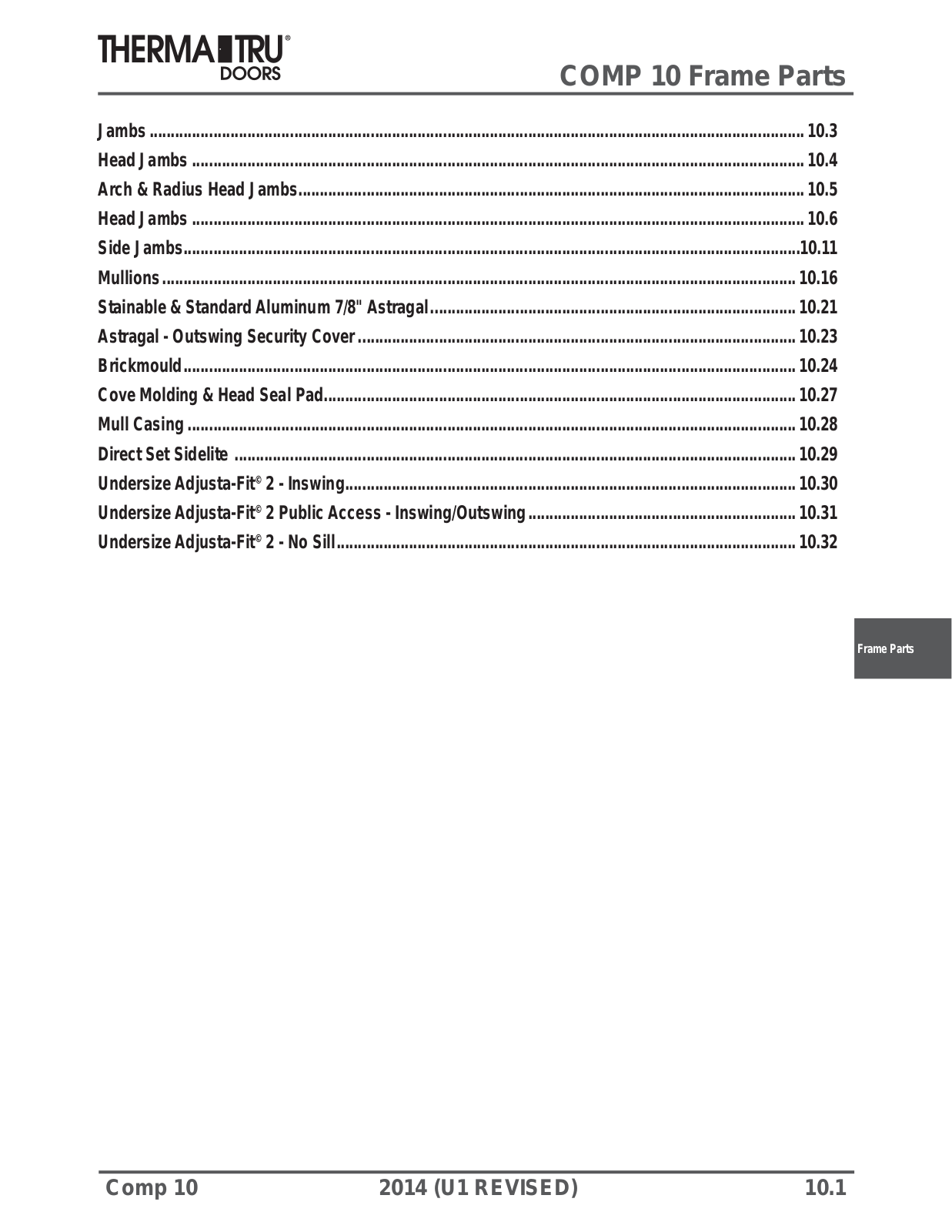 Therma-Tru COMP 10 User Manual