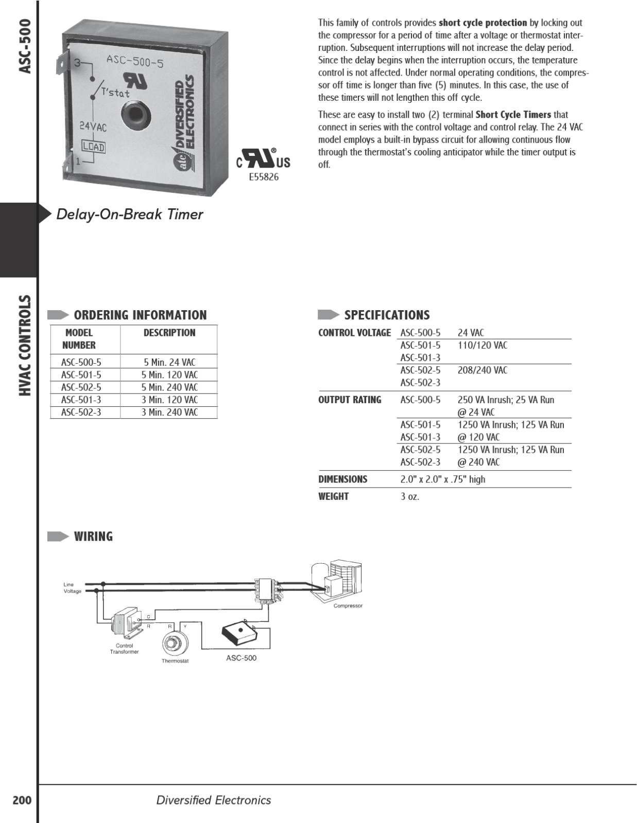 Diversified Electronics ASC-500 Data Sheet