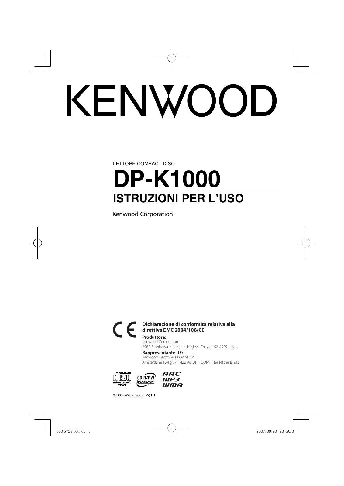 Kenwood DP-K1000 User Manual