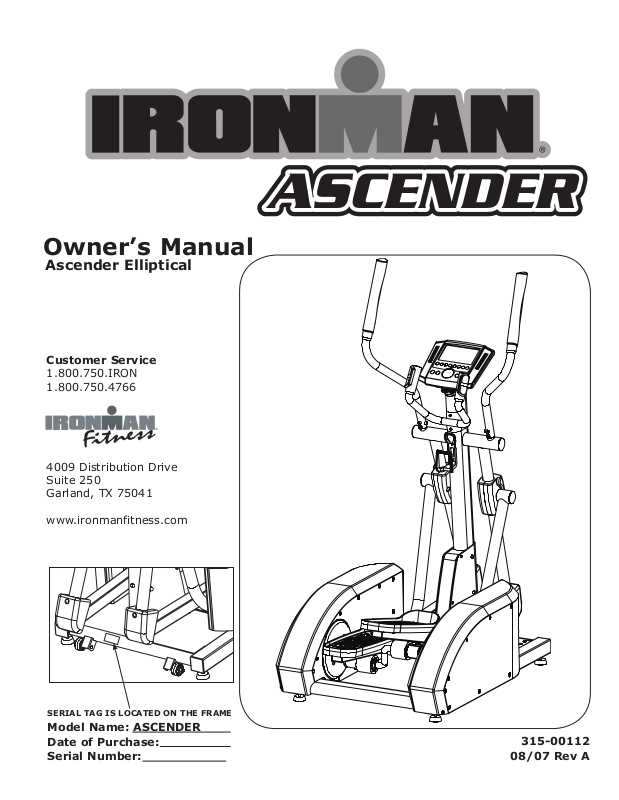 Ironman Fitness ASCENDER User Manual