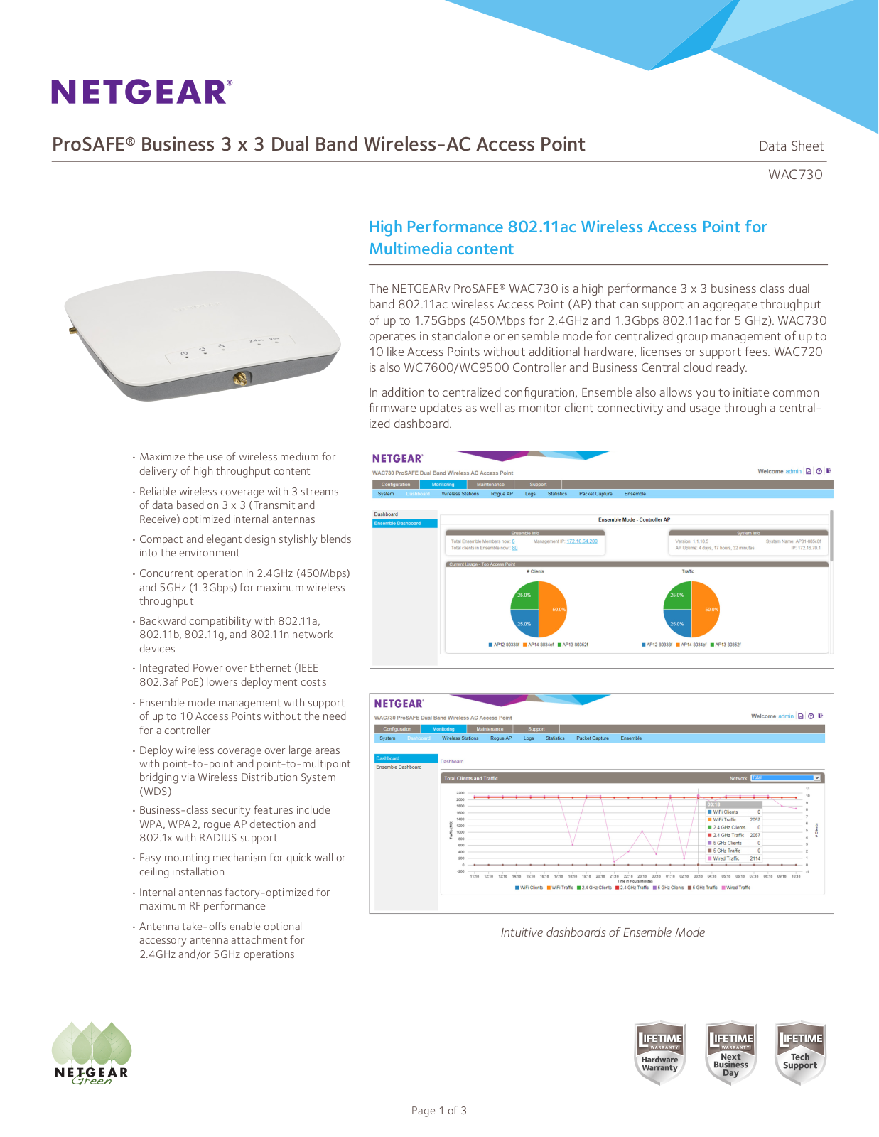 Netgear WAC730B03-10000S Product Data Sheet