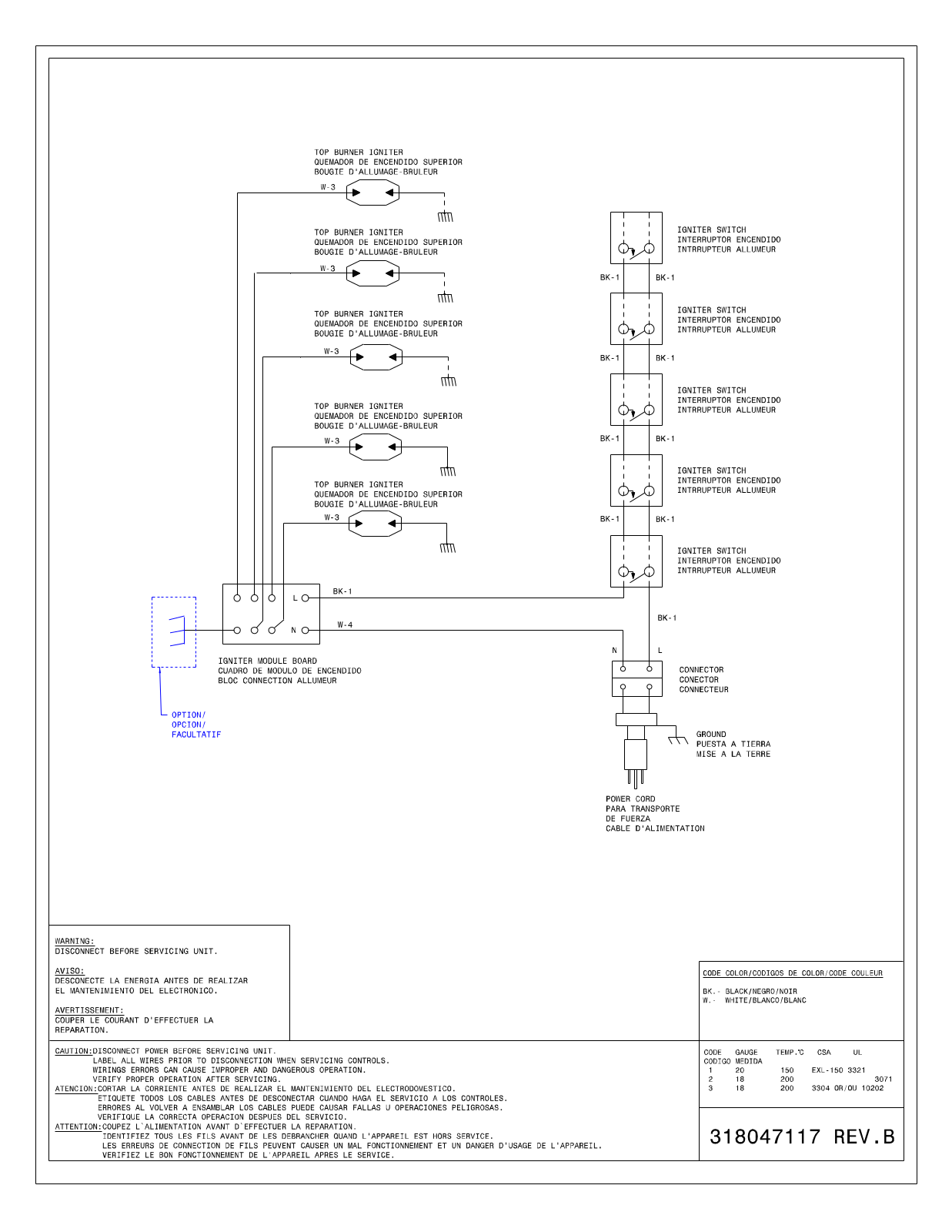 Electrolux EW30GC60PS, EW30GC60IS, FPGC3087MS, FGGC3047QS, FGGC3047QB Wiring diagram