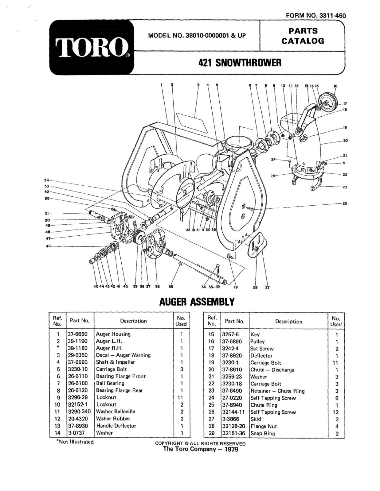 Toro 38010 Parts Catalogue