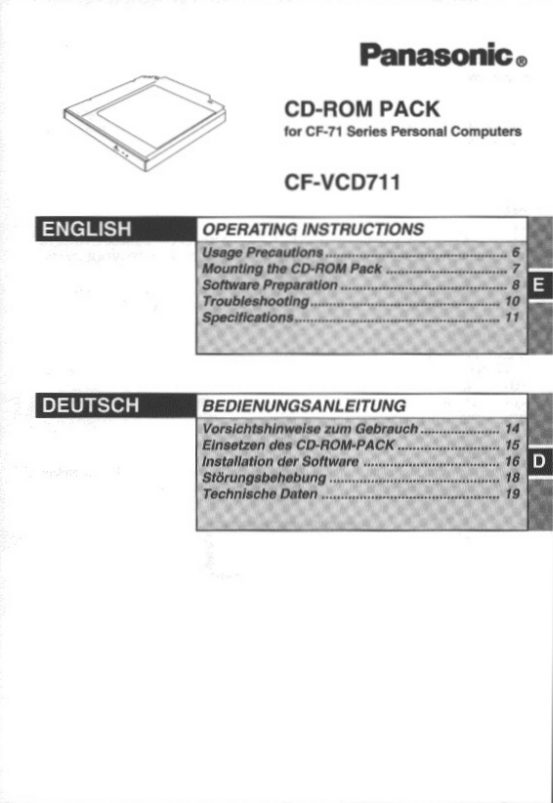 Panasonic CF-VCD711 User Manual