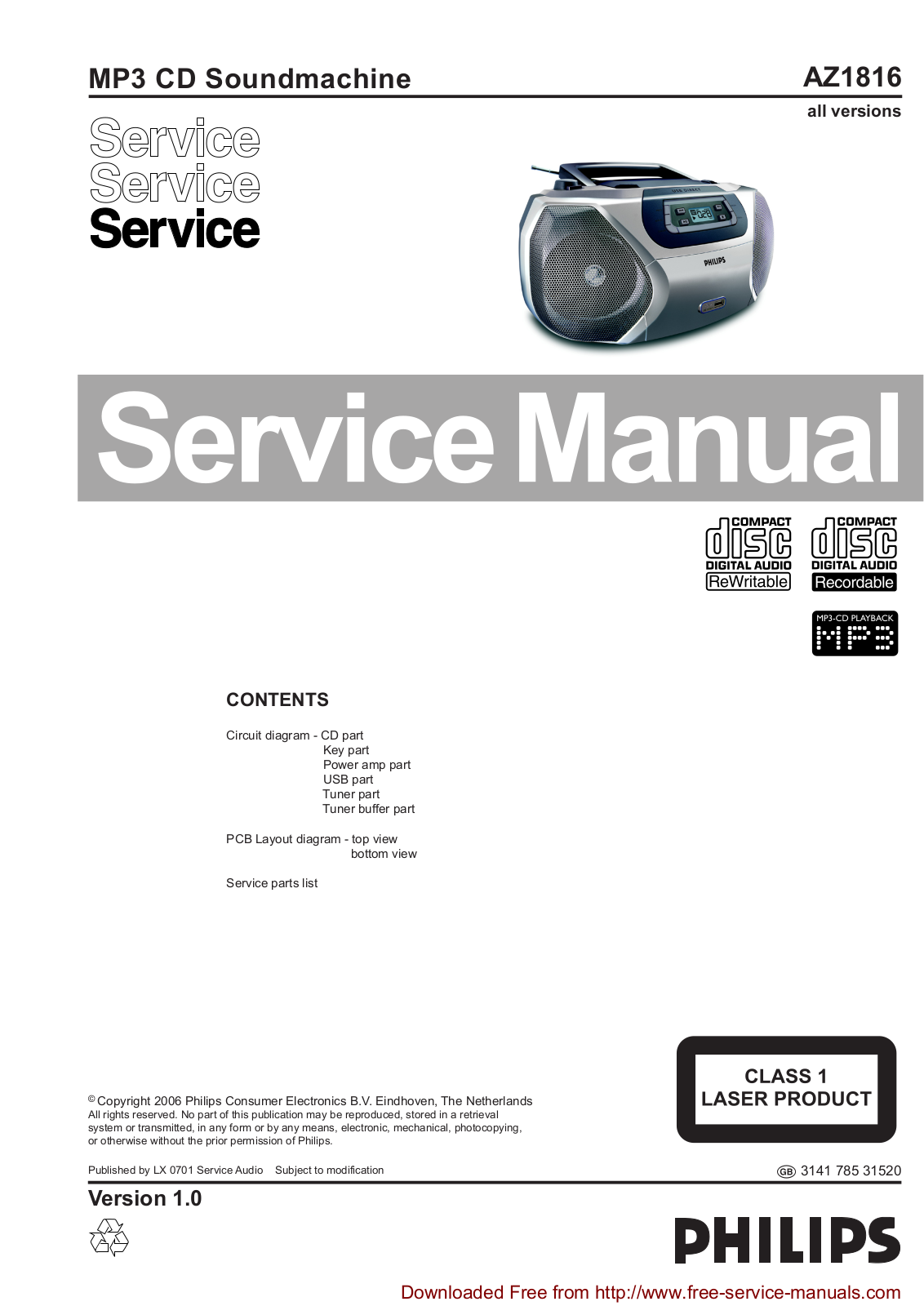 Philips AZ-1816 Service manual