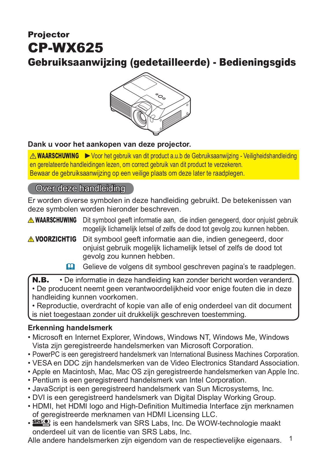 Hitachi CP-WX625W User Manual