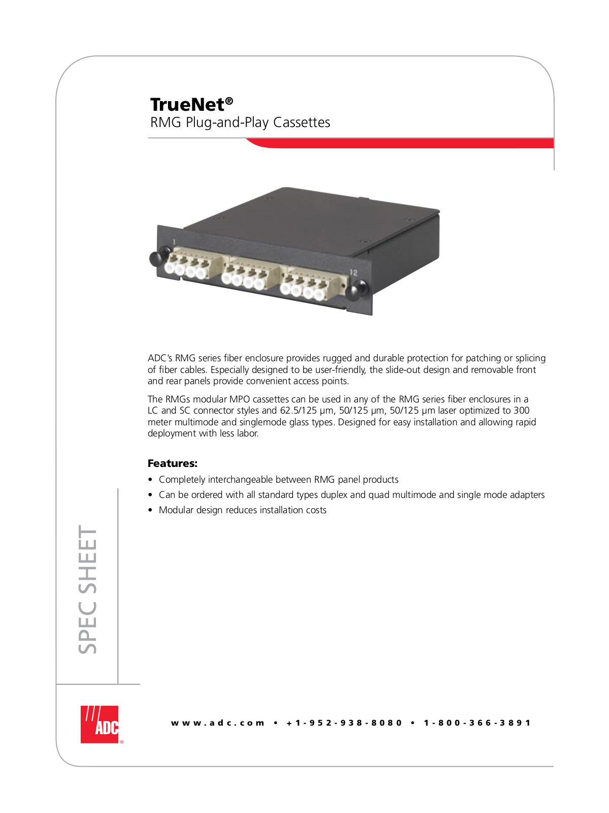 ADC Plug-and-Play Cassettes RMG User Manual