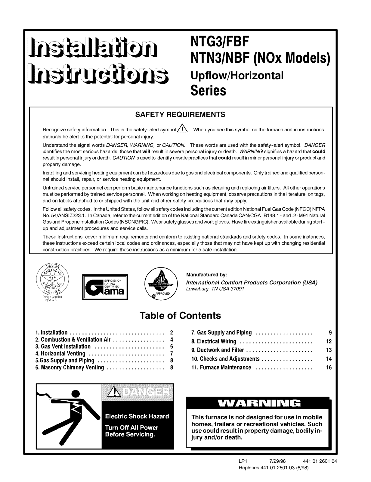 ICP FBF050B12A1, FBF050B12A2, FBF050B12A3, FBF075B12A1, FBF075B12A3 Installation Guide