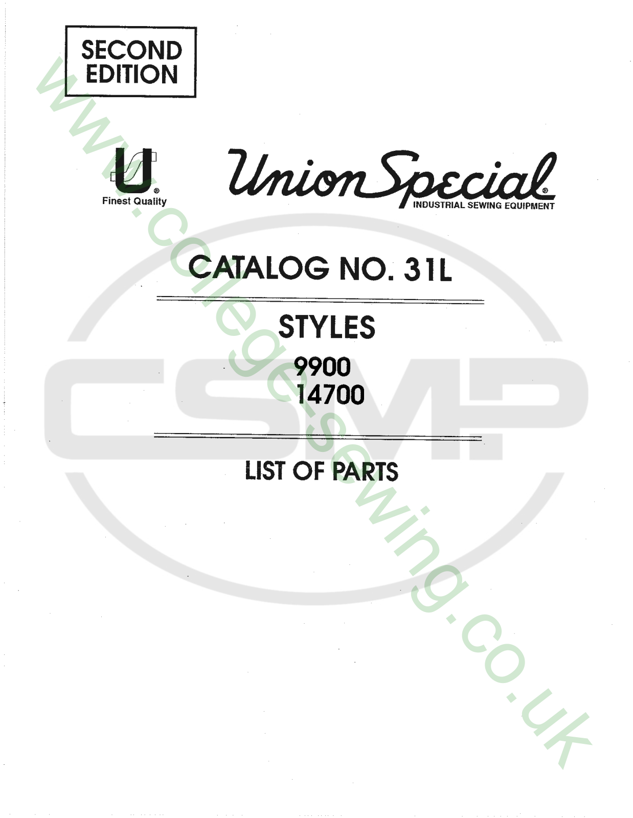 Union Special 31L Parts Book