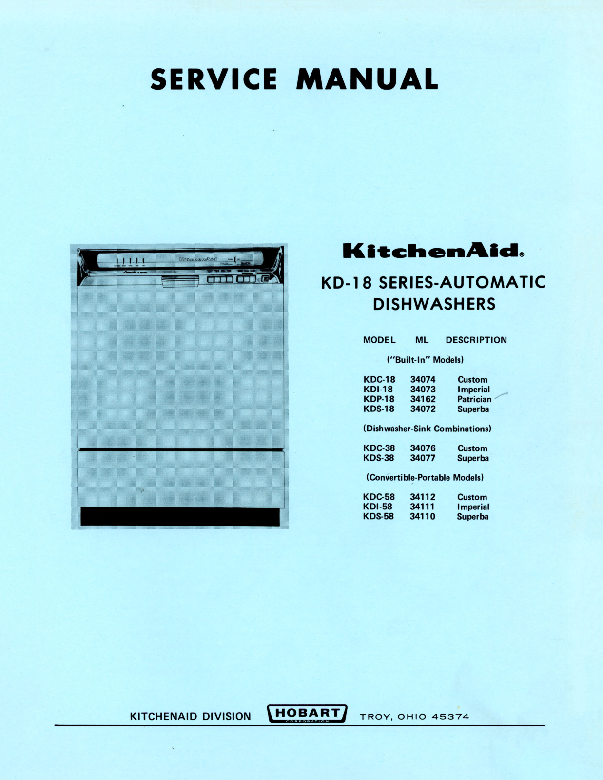 Hobart KDC-18, KDC-38, KDI-18, KDP-18, KDS-38 Service Manual - ManualMachine.com