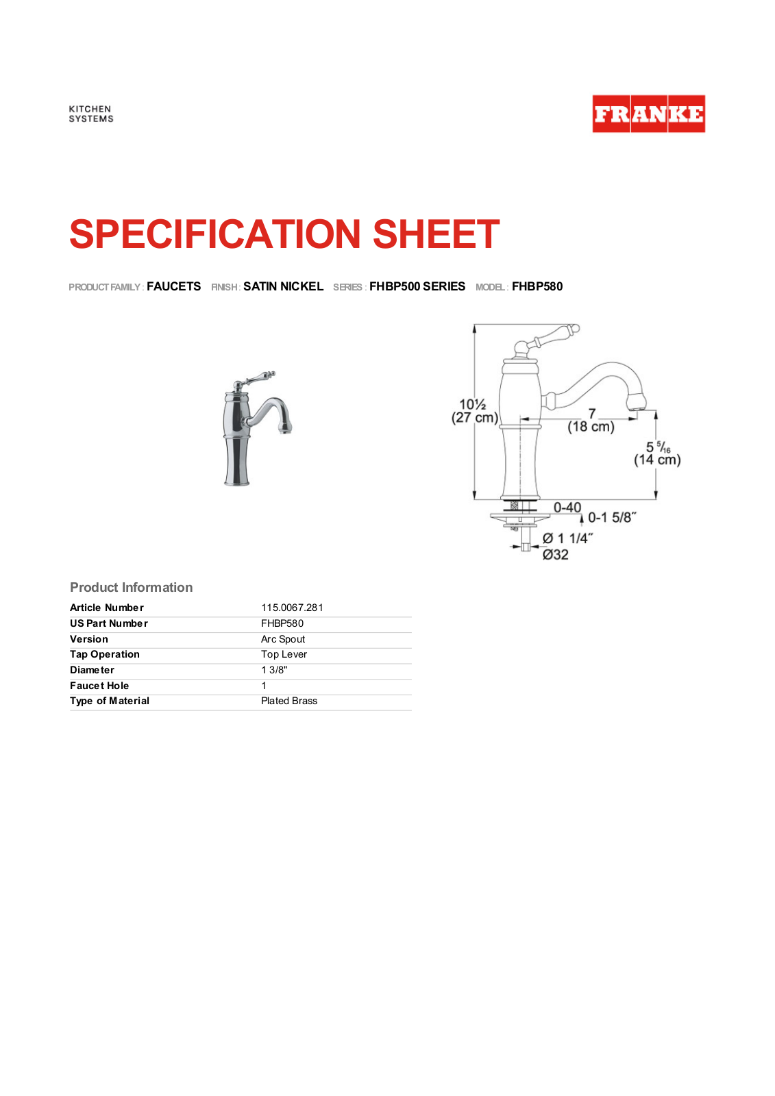 Franke Foodservice FHBP580 User Manual