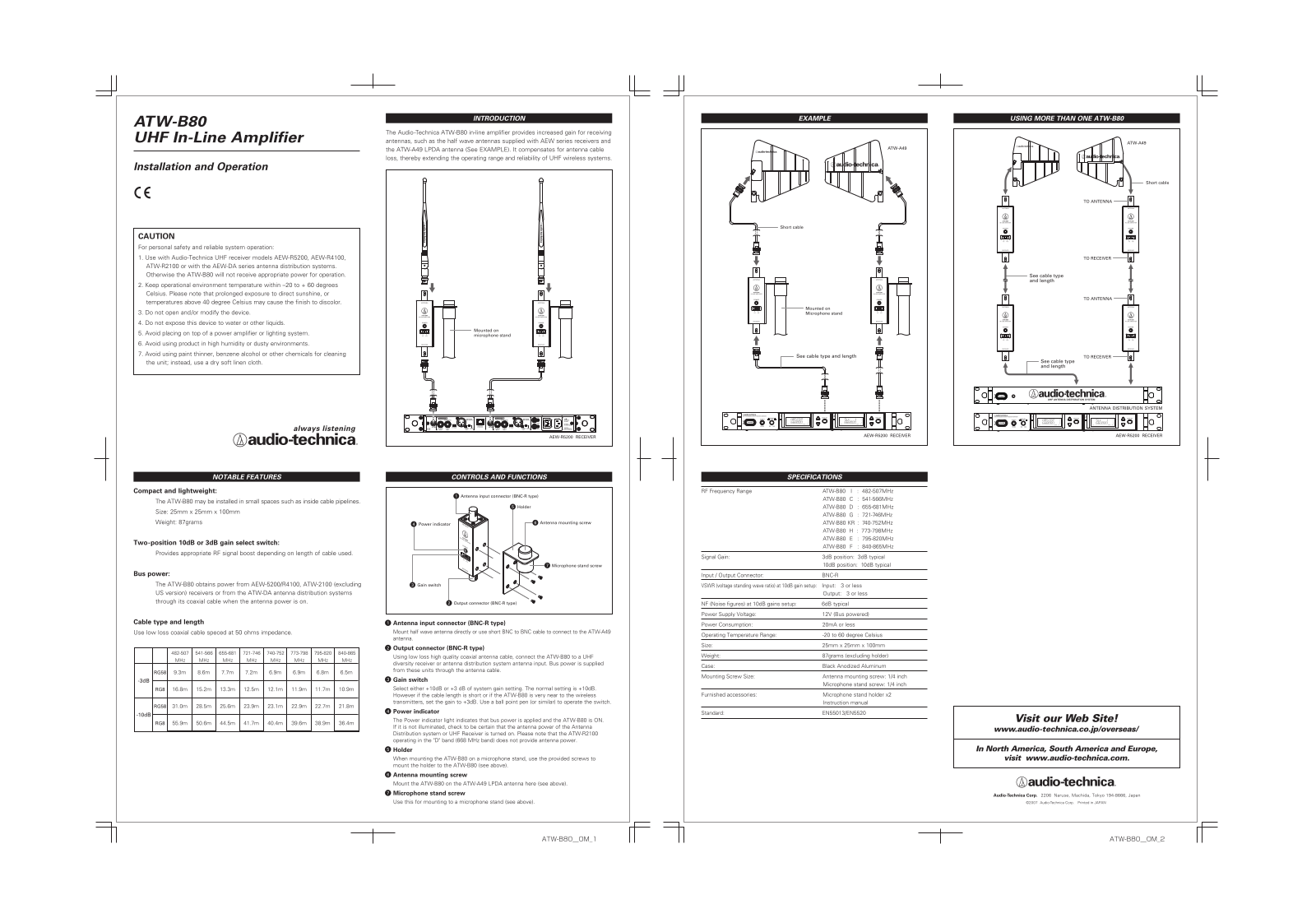 Audio-Technica ATW-B80 User Manual