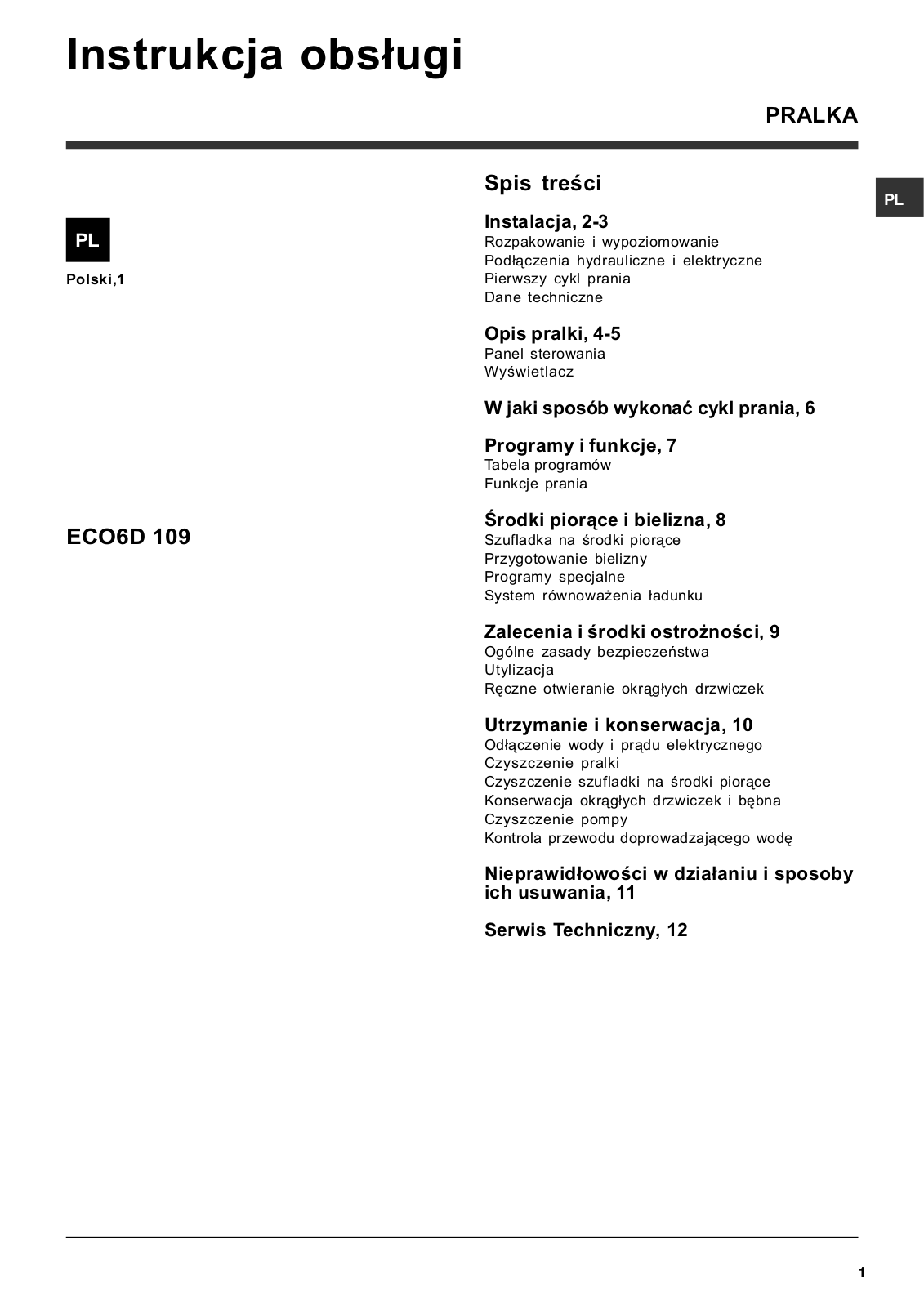 Hotpoint Ariston ECO6D 109 User Manual