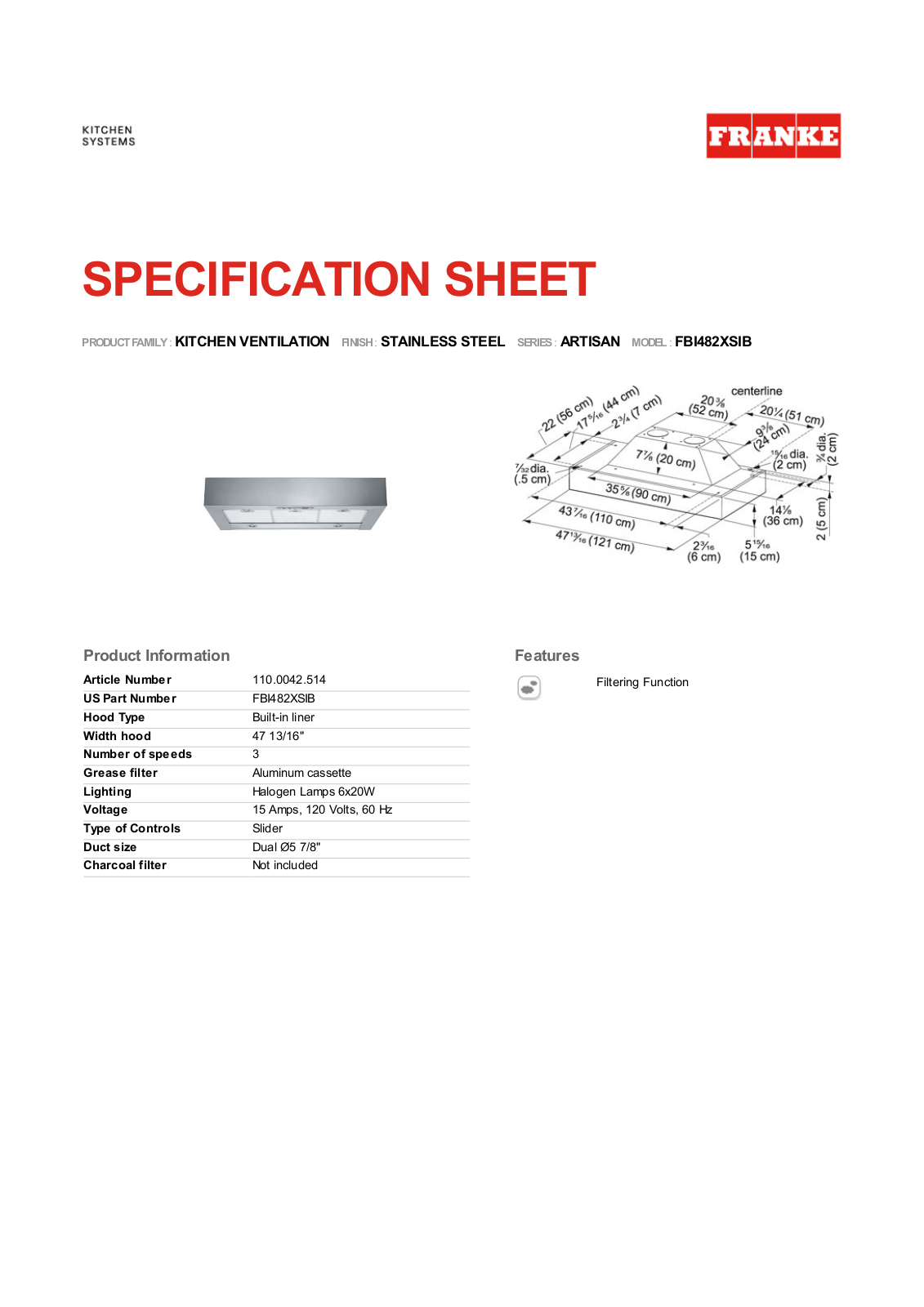 Franke Foodservice FBI482XSIB User Manual