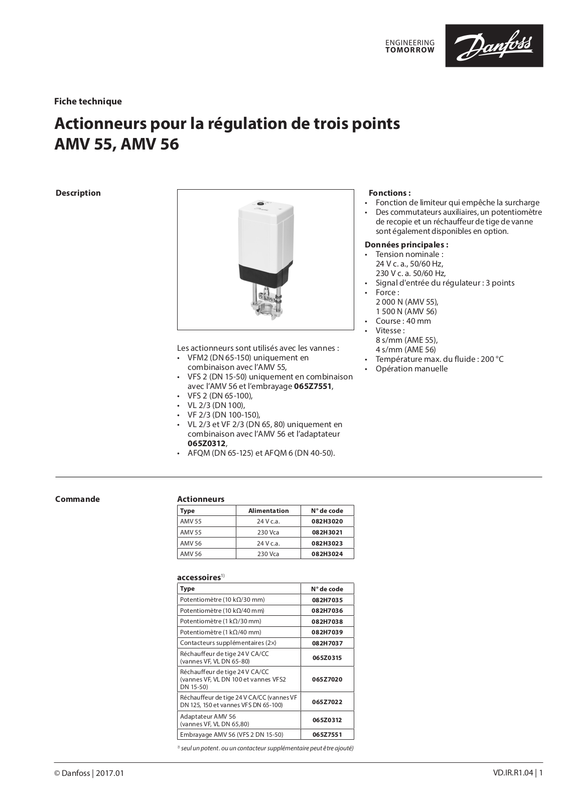 Danfoss AMV 55, AMV 56 Data sheet