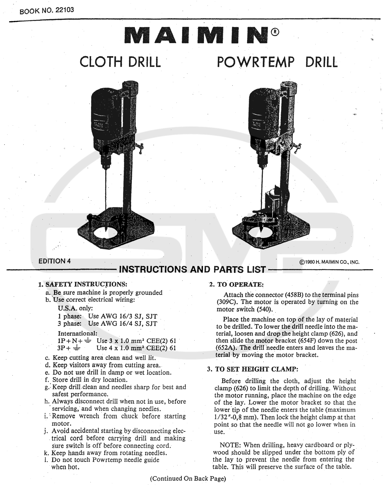 Maimin MODEL_87 Parts Book