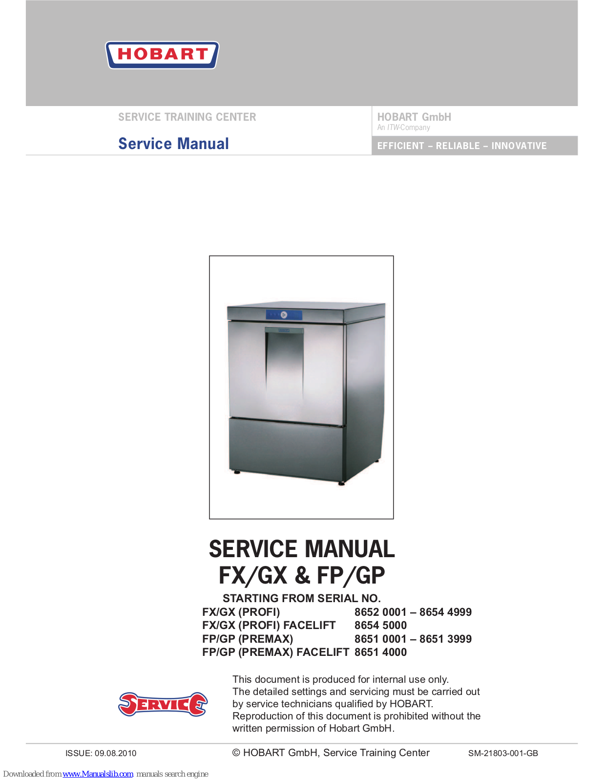 Hobart FX Series, GX Series, FP Series, GP Series, FX-70N Service Manual